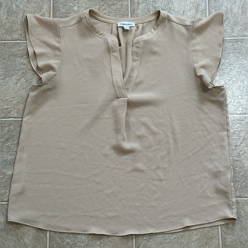 Calvin Klein Beige Sleeveless Blouse Sz XL